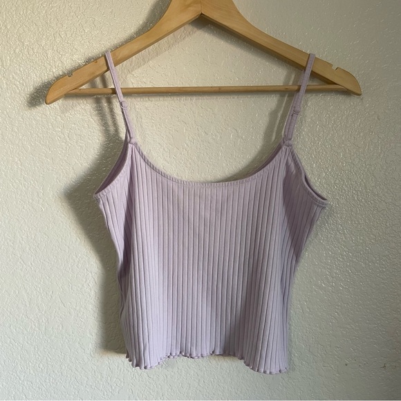 American Eagle Outfitters Light Purple Ribbed Camisole Tank Top Button Size L - Picture 4 of 7